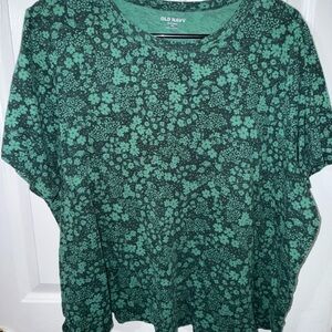 Old Navy Teal Green Floral Short Sleeve Tee